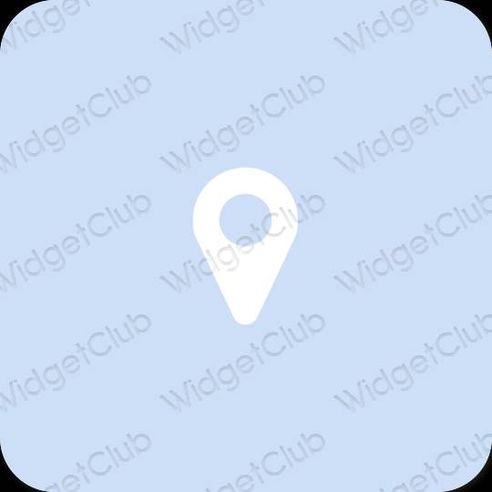 Esthétique bleu pastel Map icônes d'application