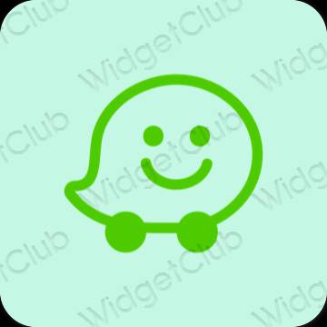 Естетски пастелно плава Waze иконе апликација