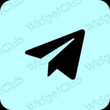 Estetis biru pastel Telegram ikon aplikasi