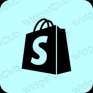 Αισθητικός παστέλ μπλε Shopify εικονίδια εφαρμογών