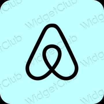 Estetyka pastelowy niebieski Airbnb ikony aplikacji