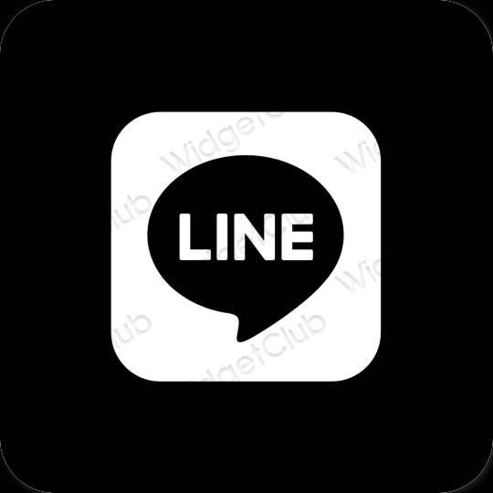 Estetik siyah LINE uygulama simgeleri