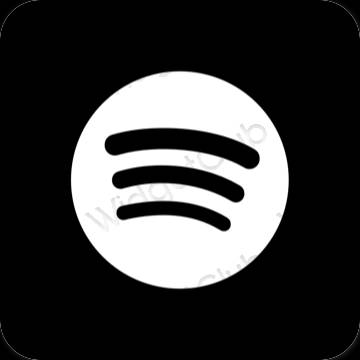 Estetyka czarny Spotify ikony aplikacji