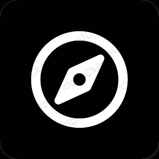 Esztétika fekete Safari alkalmazás ikonok