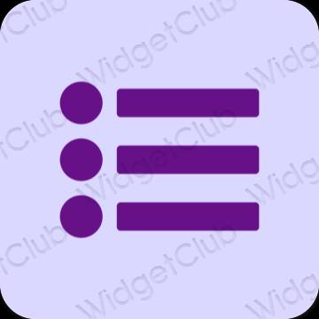 Estético púrpura Reminders iconos de aplicaciones