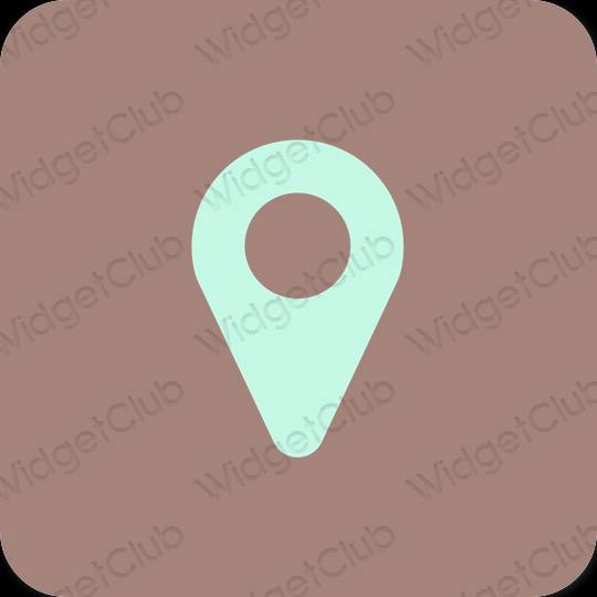 Estético marrón Google Map iconos de aplicaciones