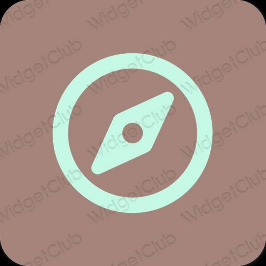 Estetické hnedá Safari ikony aplikácií