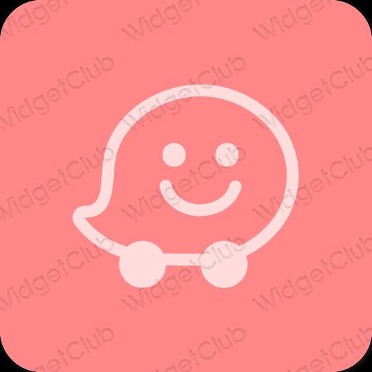 审美的 粉色的 Waze 应用程序图标