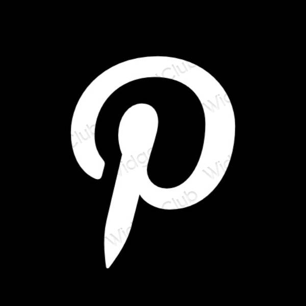 Estetic negru Pinterest pictogramele aplicației