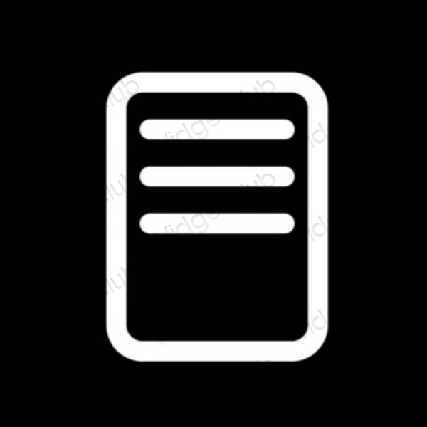 Estetyka czarny Notes ikony aplikacji