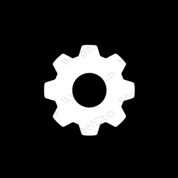 Estetik hitam Settings ikon aplikasi