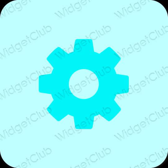 Æstetisk pastel blå Settings app ikoner