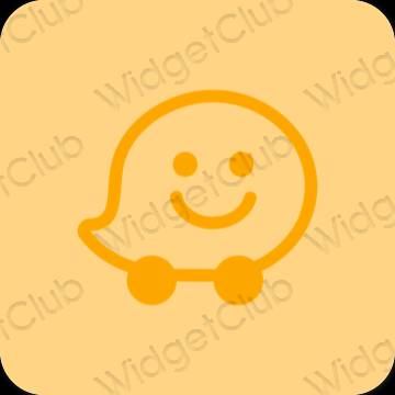 审美的 棕色的 Waze 应用程序图标