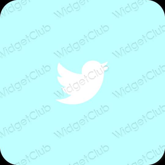 Estetyka pastelowy niebieski Twitter ikony aplikacji