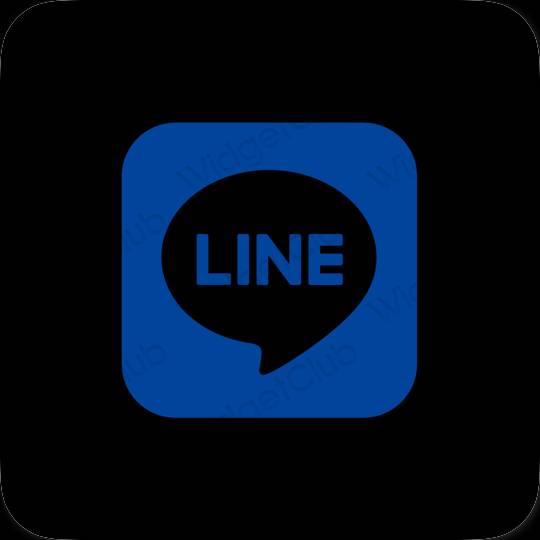 Естетски црн LINE иконе апликација