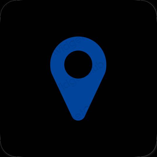 Aesthetic black Google Map app icons