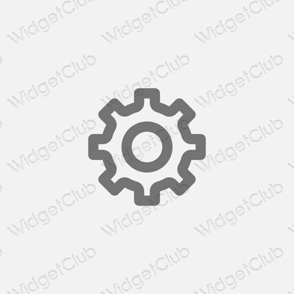Estético cinzento Settings ícones de aplicativos