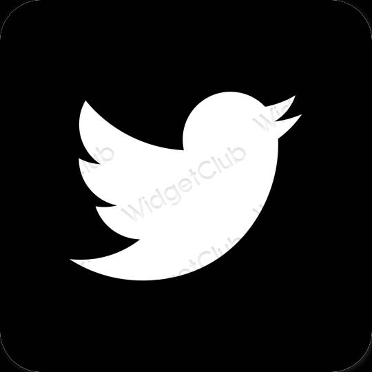 Estetis hitam Twitter ikon aplikasi