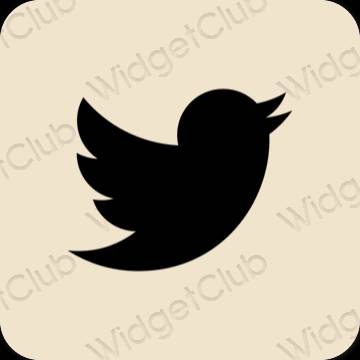 Estetické béžová Twitter ikony aplikácií