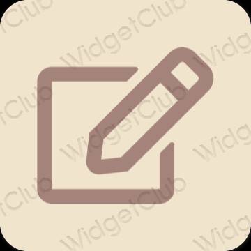 Estético beige Notes iconos de aplicaciones