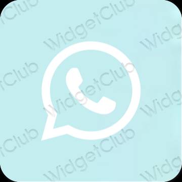 Stijlvol pastelblauw WhatsApp app-pictogrammen
