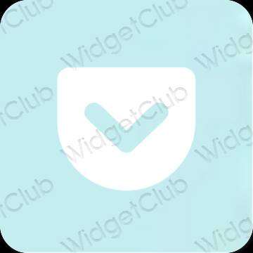 Estético azul pastel Pocket iconos de aplicaciones