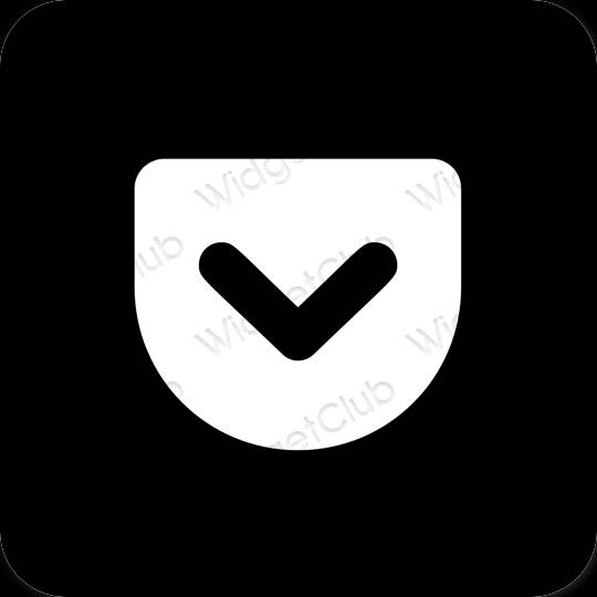 Æstetisk sort Pocket app ikoner