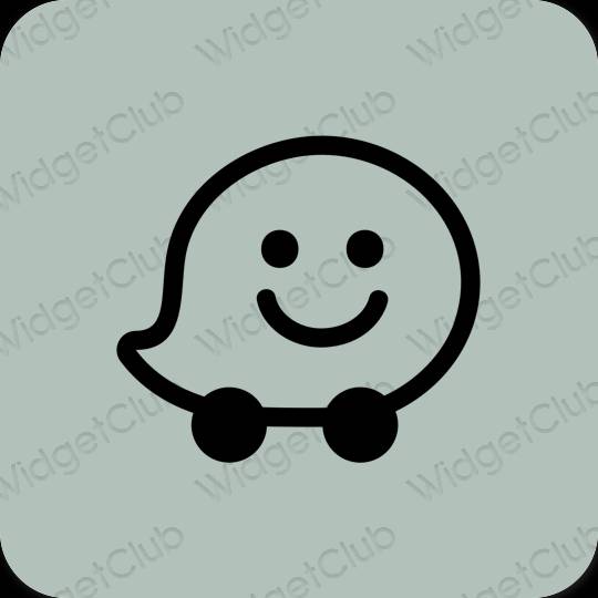 Aesthetic green Waze app icons