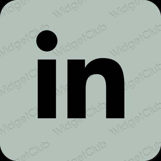Estetyka Zielony Linkedin ikony aplikacji