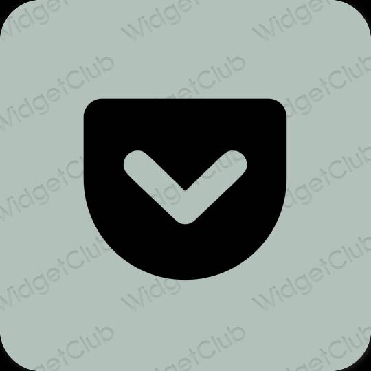 Estetik hijau Pocket ikon aplikasi