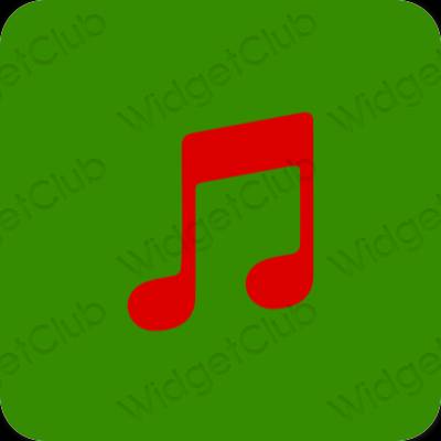 Αισθητικός πράσινος Music εικονίδια εφαρμογών