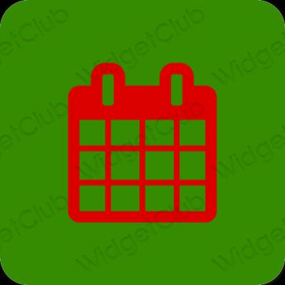Esztétika zöld Calendar alkalmazás ikonok