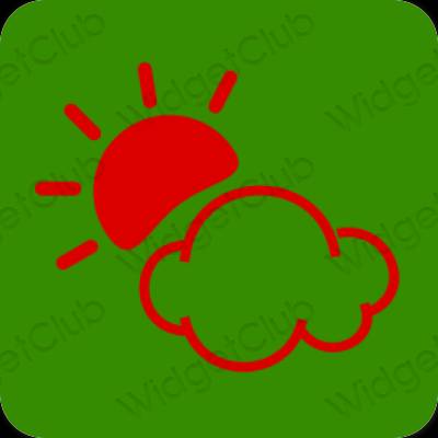 Estetický zelená Weather ikony aplikací