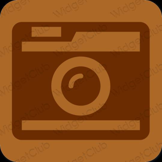 эстетический коричневый Camera значки приложений