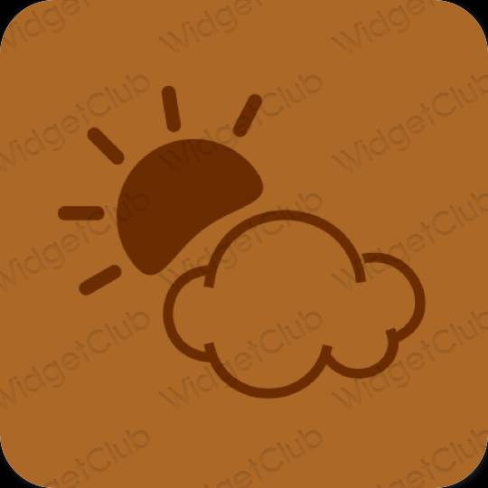 Estetické hnedá Weather ikony aplikácií