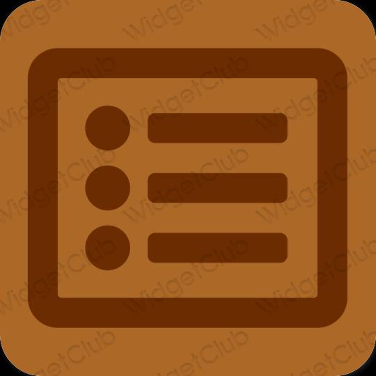Estetický hnědý Notes ikony aplikací