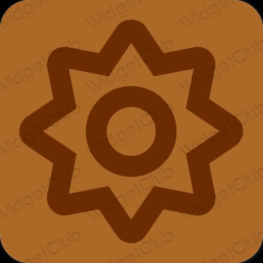 Estetik coklat Settings ikon aplikasi