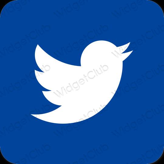 Esteettinen sininen Twitter sovelluskuvakkeet