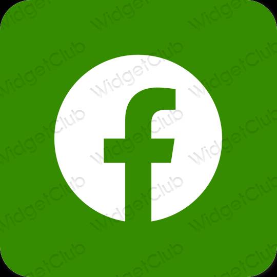 Esteetiline roheline Facebook rakenduste ikoonid