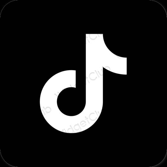 Estetyka czarny TikTok ikony aplikacji