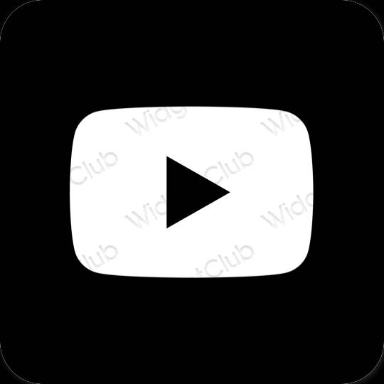 Estetické čierna Youtube ikony aplikácií
