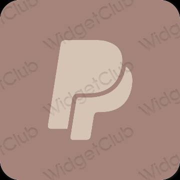 Estetický hnědý Paypal ikony aplikací