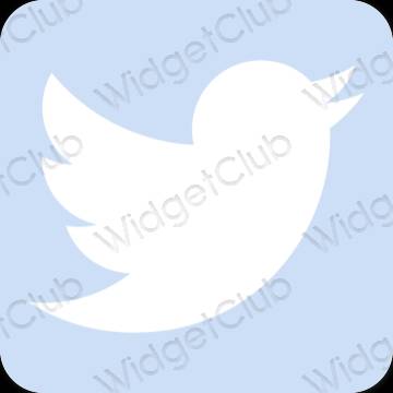 Estetik biru pastel Twitter ikon aplikasi