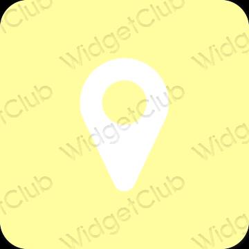Aesthetic yellow Map app icons