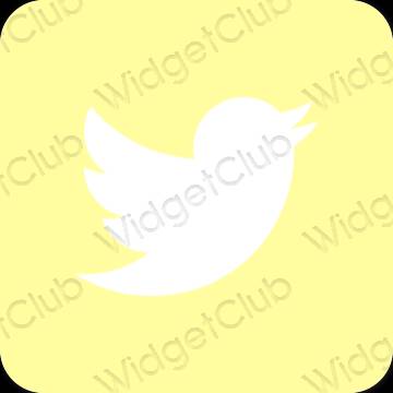 Estético amarelo Twitter ícones de aplicativos