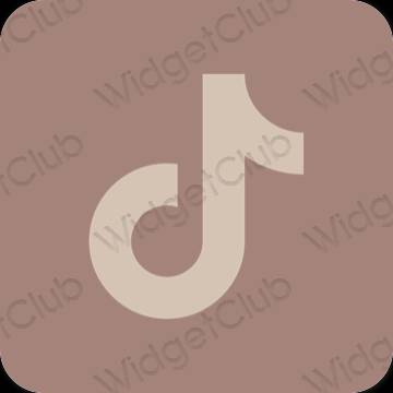 Estetyka brązowy TikTok ikony aplikacji