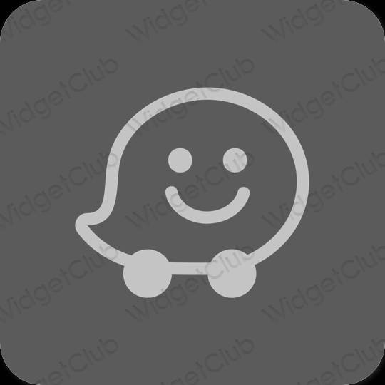 Estético cinzento Waze ícones de aplicativos