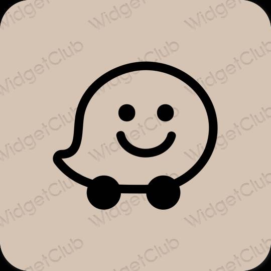 미적인 베이지 Waze 앱 아이콘