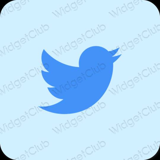 Estetinis pastelinė mėlyna Twitter programėlių piktogramos