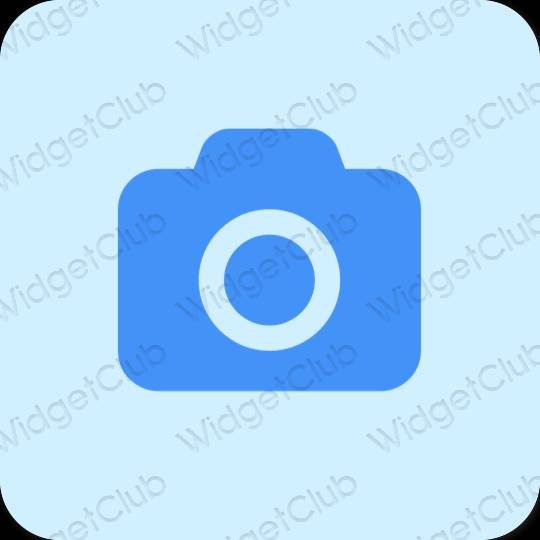 Естетичен пастелно синьо Camera икони на приложения